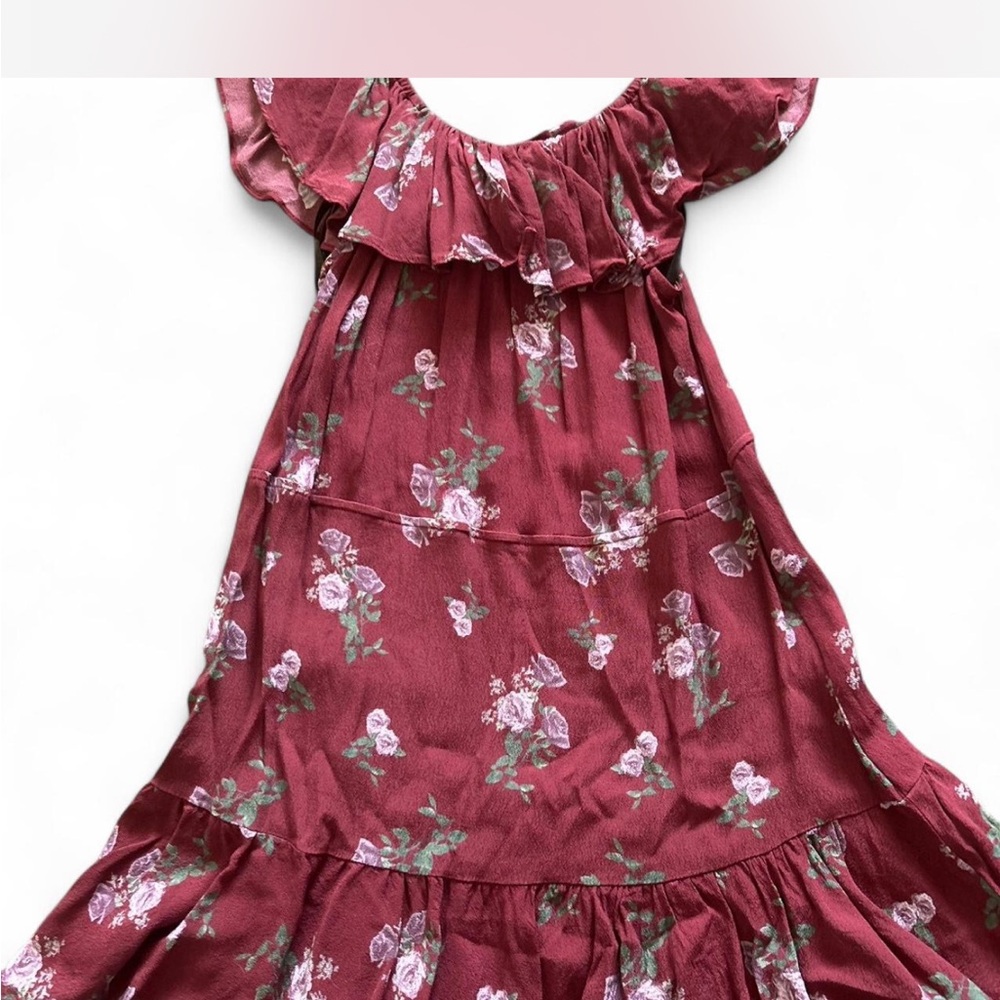Burgundy Floral Dress by Kittenish